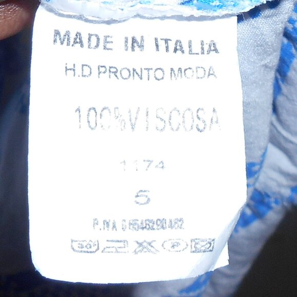 BLUE & WHITE VISCOSE MINI DRESS SWIM COVER RUFFLE HEM BOHO SIZE 5 MADE IN ITALY - Picture 5 of 13